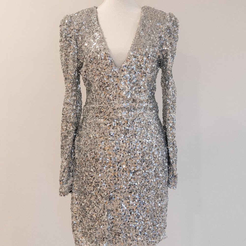 Lulus Silver Sequin Mini Dress